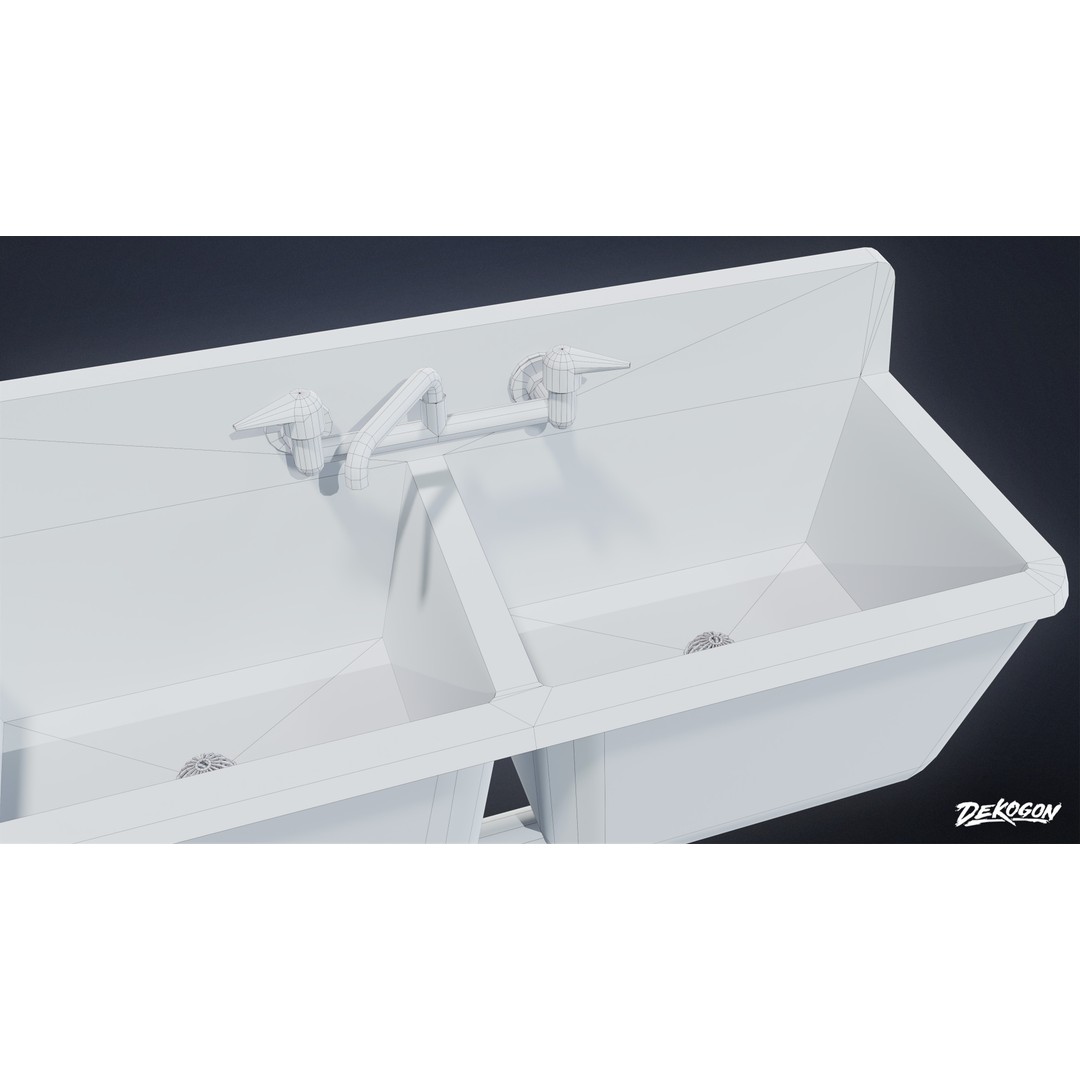 Sink 3D Model – Low Poly Game Asset with PBR Textures, FBX - View 16