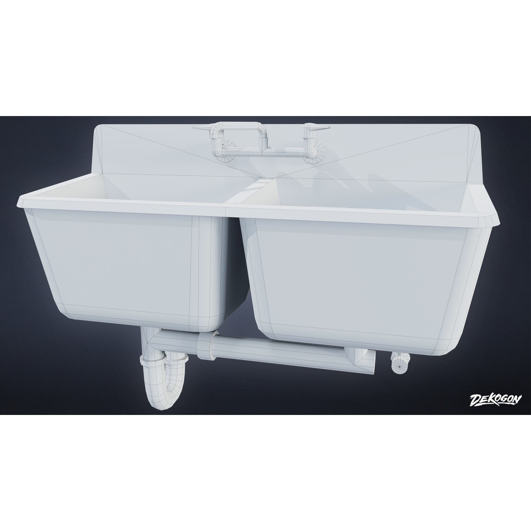 Sink 3D Model – Low Poly Game Asset with PBR Textures, FBX - View 17