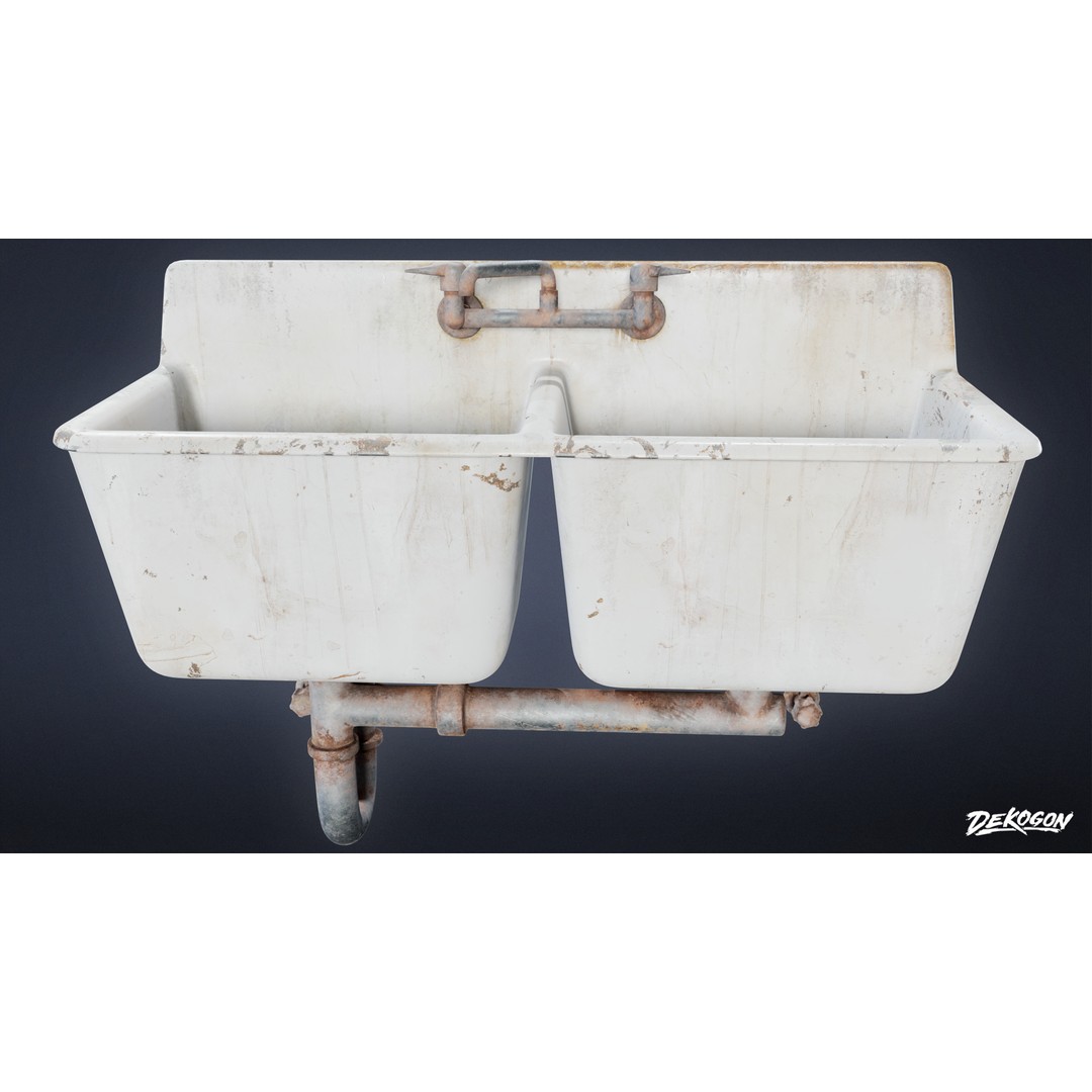 Sink 3D Model – Low Poly Game Asset with PBR Textures, FBX - View 2