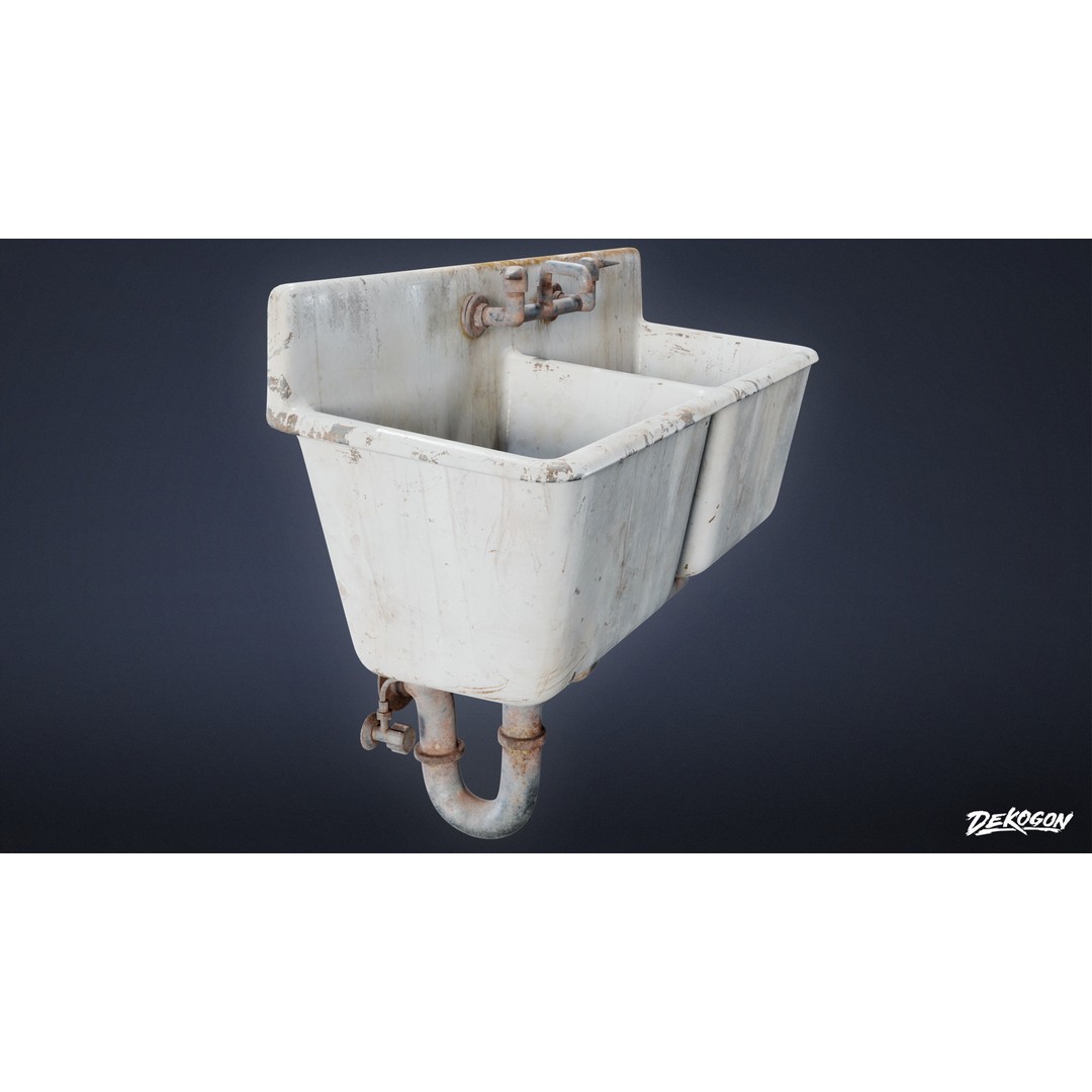 Sink 3D Model – Low Poly Game Asset with PBR Textures, FBX - View 3