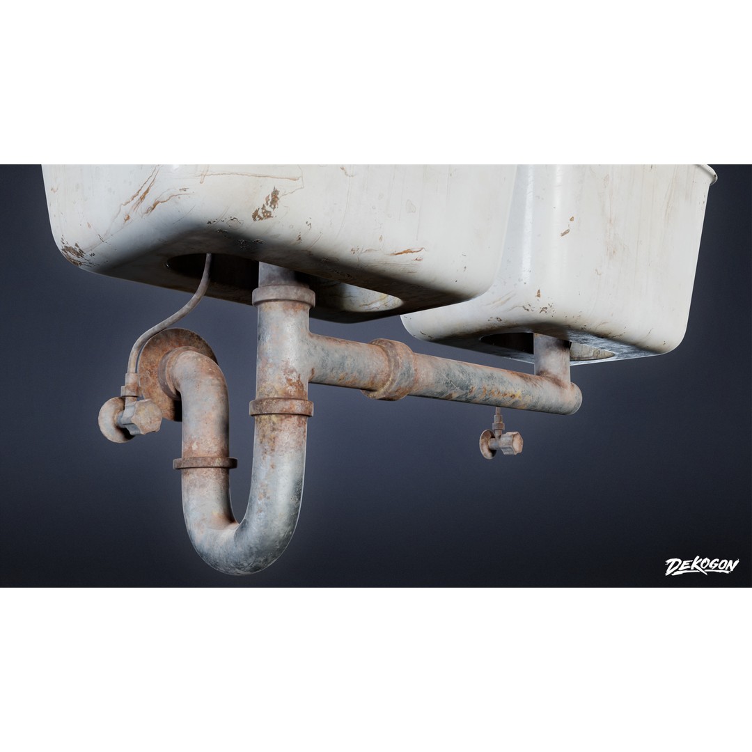 Sink 3D Model – Low Poly Game Asset with PBR Textures, FBX - View 4
