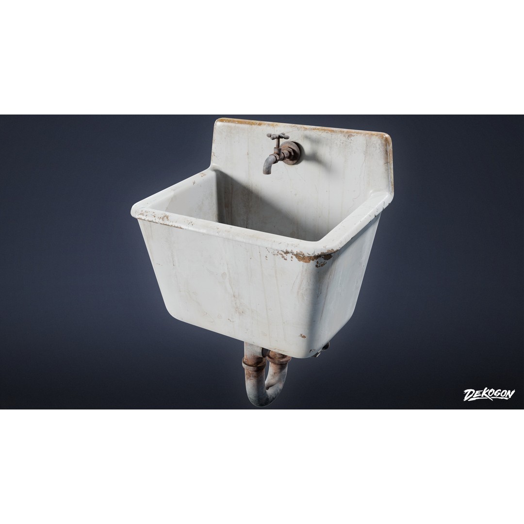 Sink 3D Model – Low Poly Game Asset with PBR Textures, FBX - View 7