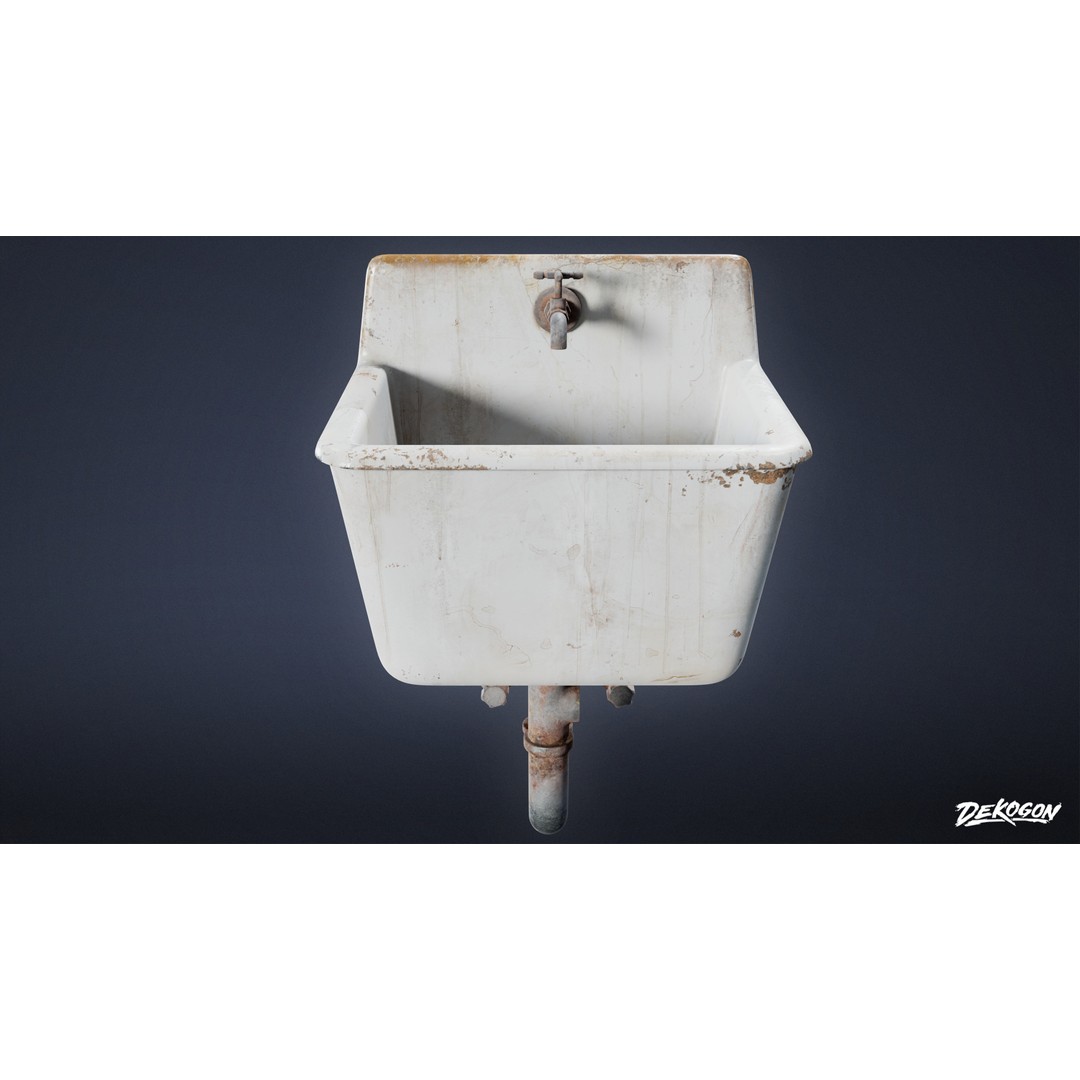 Sink 3D Model – Low Poly Game Asset with PBR Textures, FBX - View 8