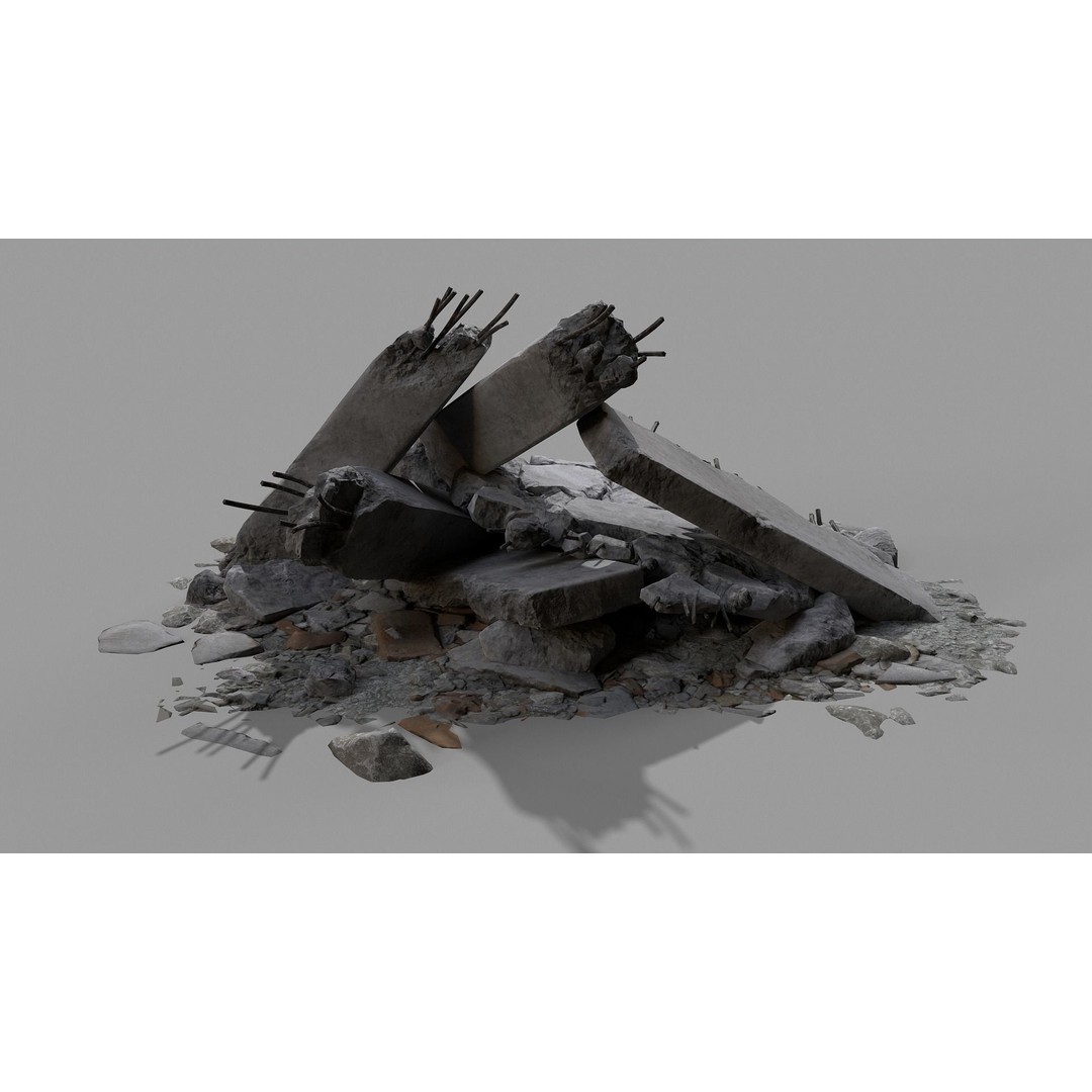 Ruined Debris 3D Model – Low Poly Game Asset with PBR Textures, FBX - View 10