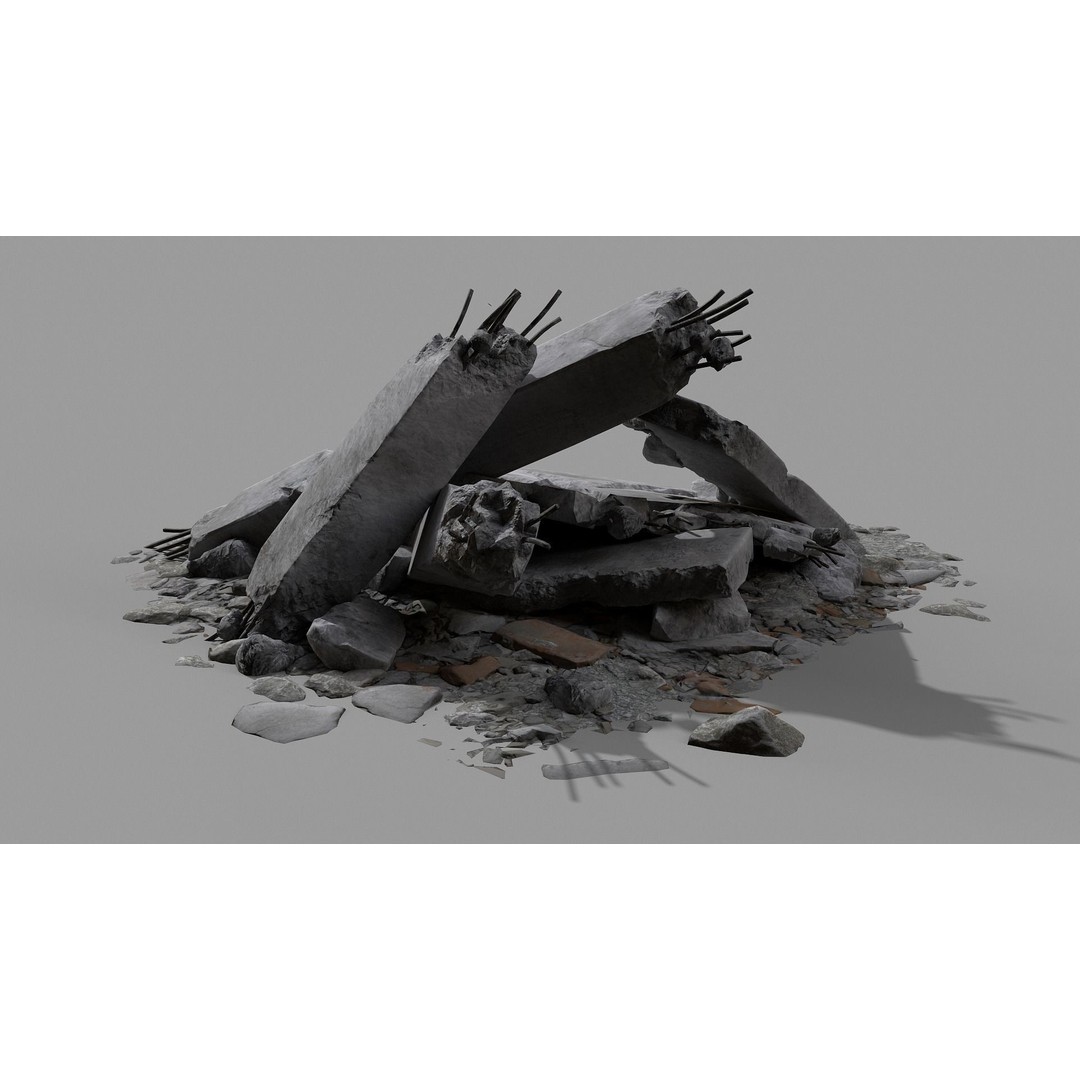 Ruined Debris 3D Model – Low Poly Game Asset with PBR Textures, FBX - View 11