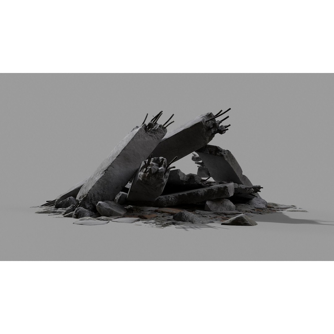 Ruined Debris 3D Model – Low Poly Game Asset with PBR Textures, FBX - View 12