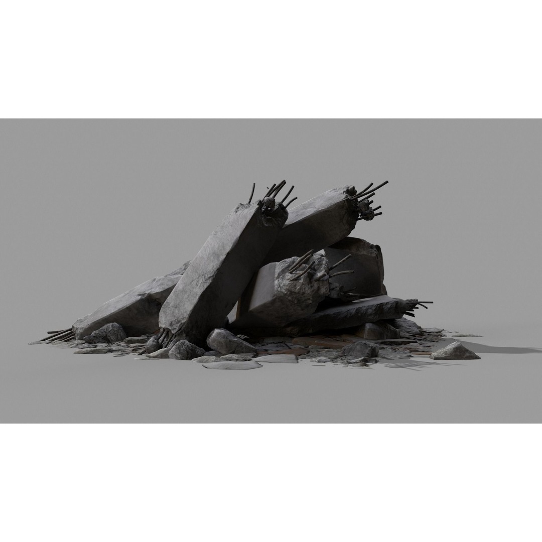 Ruined Debris 3D Model – Low Poly Game Asset with PBR Textures, FBX - View 13