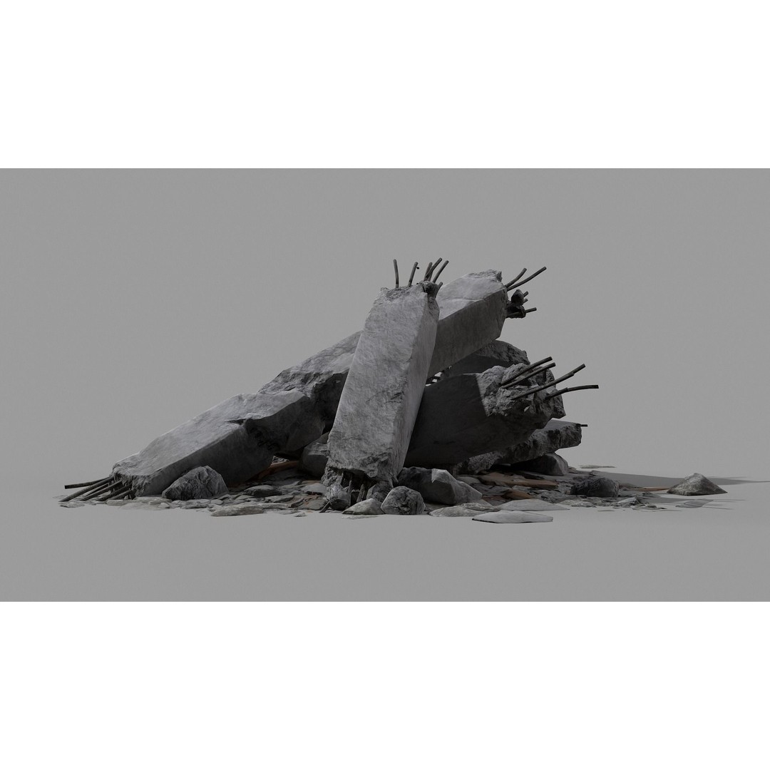 Ruined Debris 3D Model – Low Poly Game Asset with PBR Textures, FBX - View 14