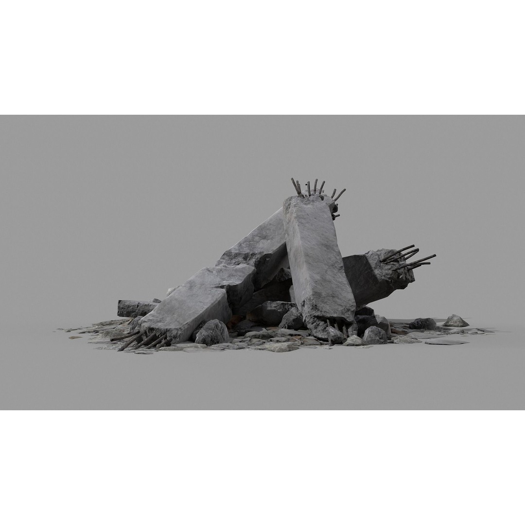 Ruined Debris 3D Model – Low Poly Game Asset with PBR Textures, FBX - View 15