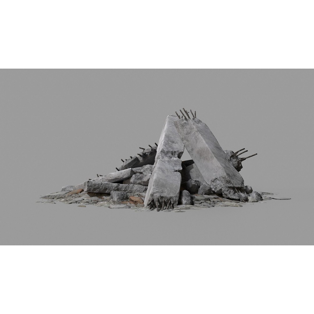Ruined Debris 3D Model – Low Poly Game Asset with PBR Textures, FBX - View 16