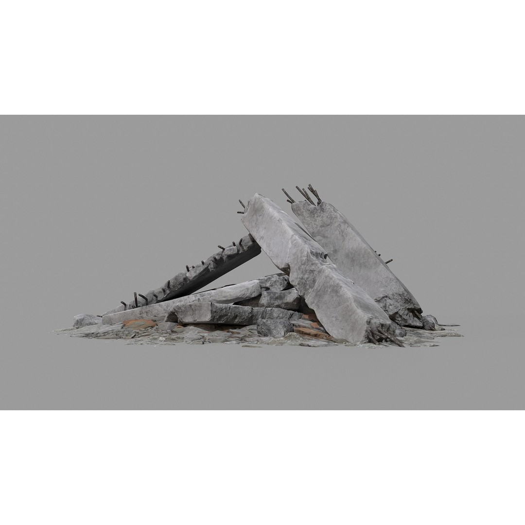 Ruined Debris 3D Model – Low Poly Game Asset with PBR Textures, FBX - View 17