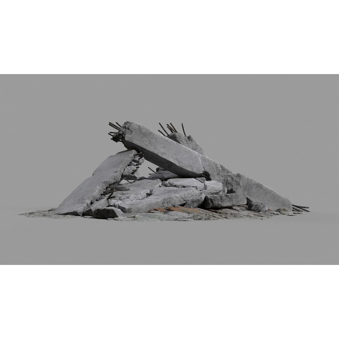 Ruined Debris 3D Model – Low Poly Game Asset with PBR Textures, FBX - View 19