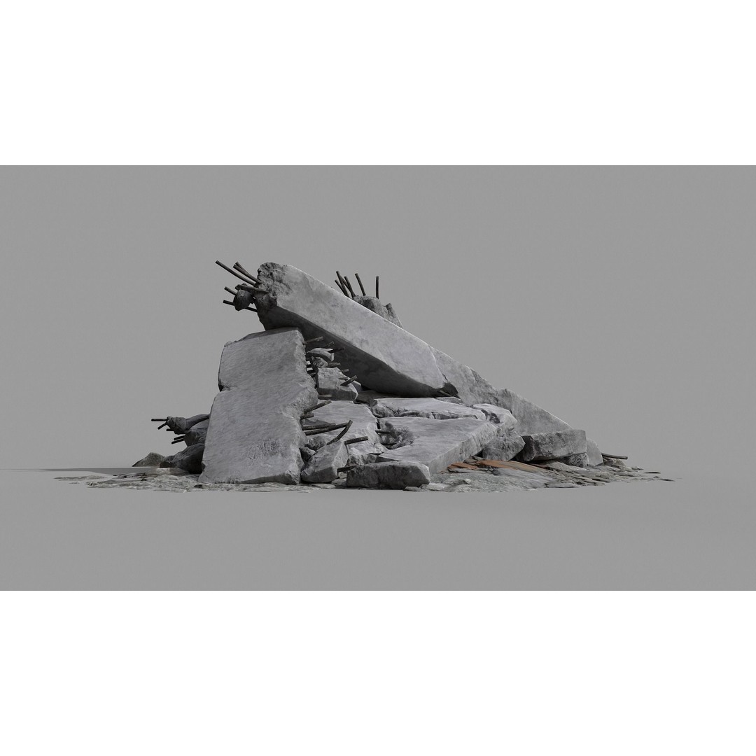 Ruined Debris 3D Model – Low Poly Game Asset with PBR Textures, FBX - View 20