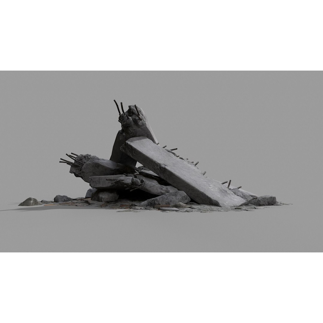 Ruined Debris 3D Model – Low Poly Game Asset with PBR Textures, FBX - View 22