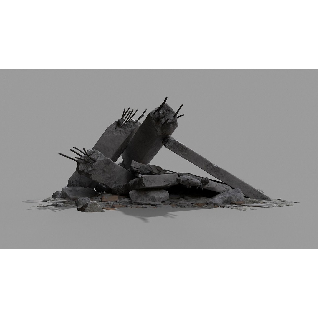 Ruined Debris 3D Model – Low Poly Game Asset with PBR Textures, FBX - View 23