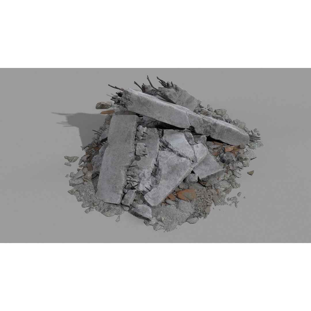 Ruined Debris 3D Model – Low Poly Game Asset with PBR Textures, FBX - View 25