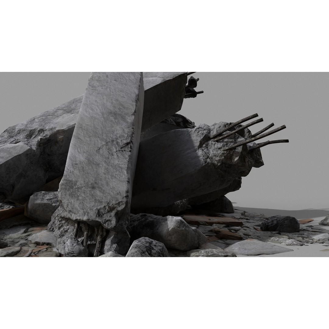 Ruined Debris 3D Model – Low Poly Game Asset with PBR Textures, FBX - View 27