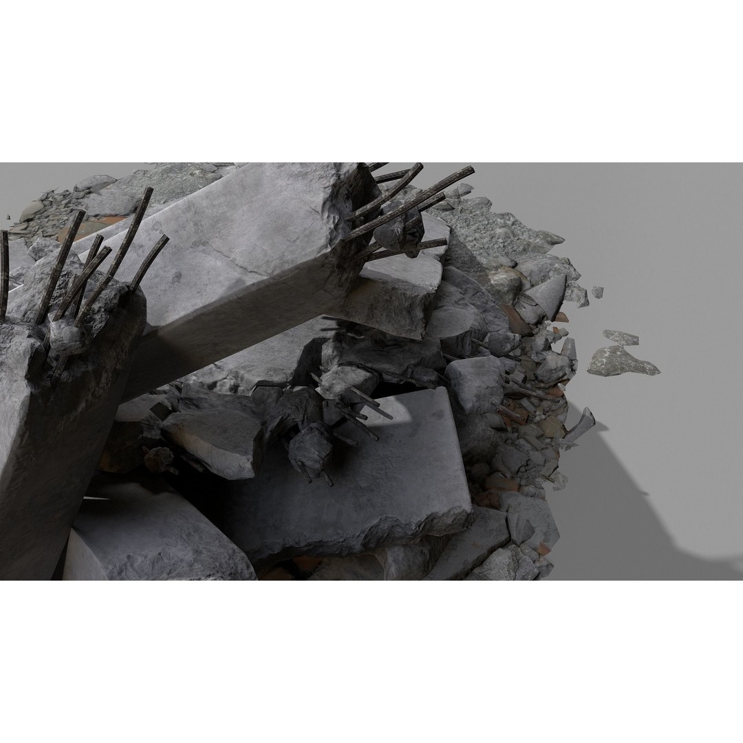 Ruined Debris 3D Model – Low Poly Game Asset with PBR Textures, FBX - View 28