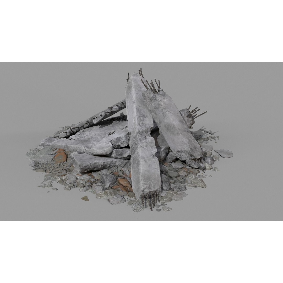Ruined Debris 3D Model – Low Poly Game Asset with PBR Textures, FBX - View 4