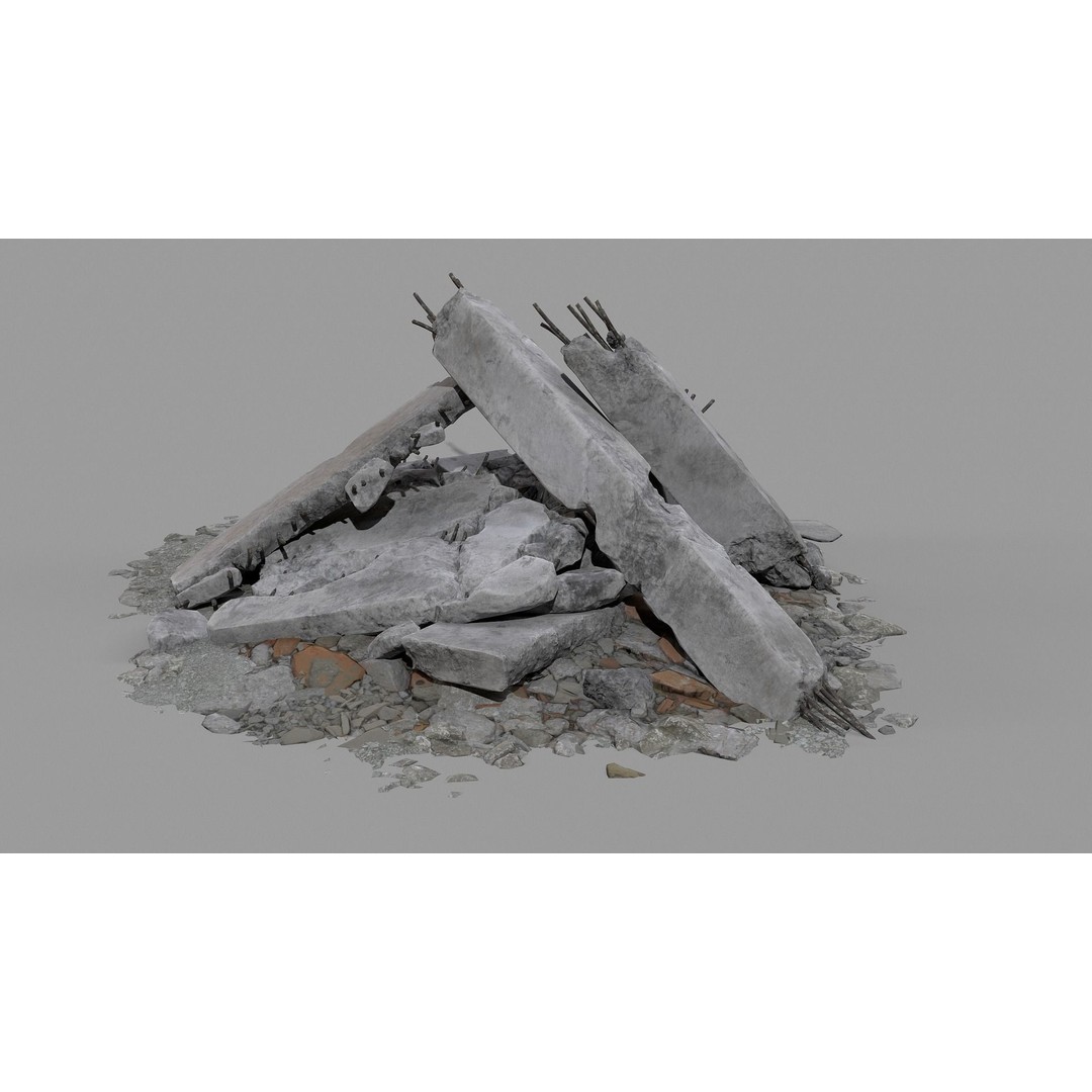 Ruined Debris 3D Model – Low Poly Game Asset with PBR Textures, FBX - View 5