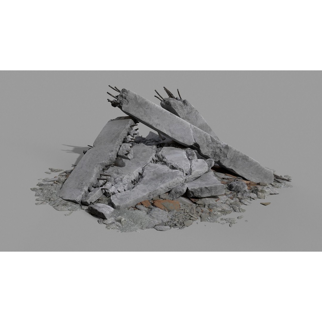 Ruined Debris 3D Model – Low Poly Game Asset with PBR Textures, FBX - View 6