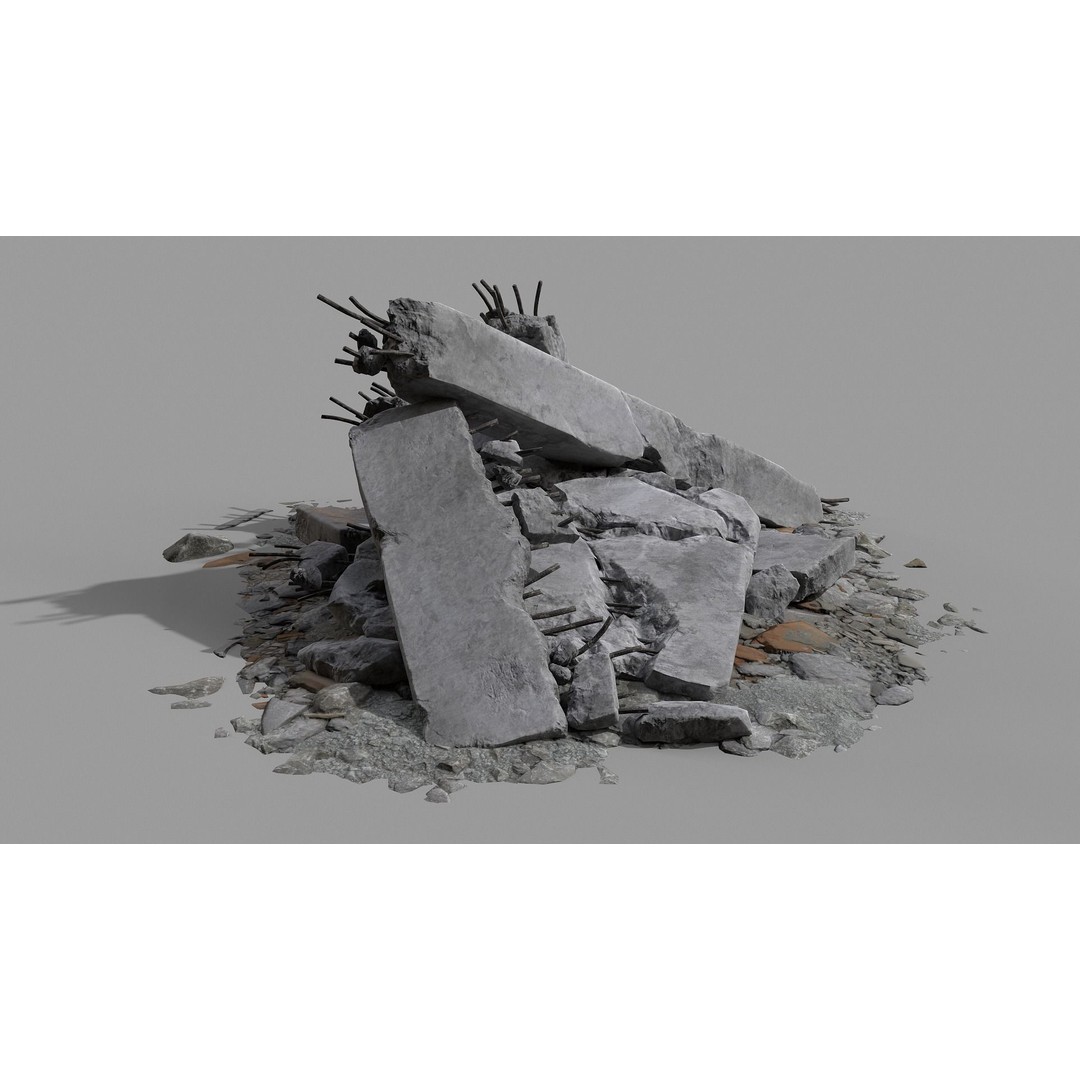 Ruined Debris 3D Model – Low Poly Game Asset with PBR Textures, FBX - View 7