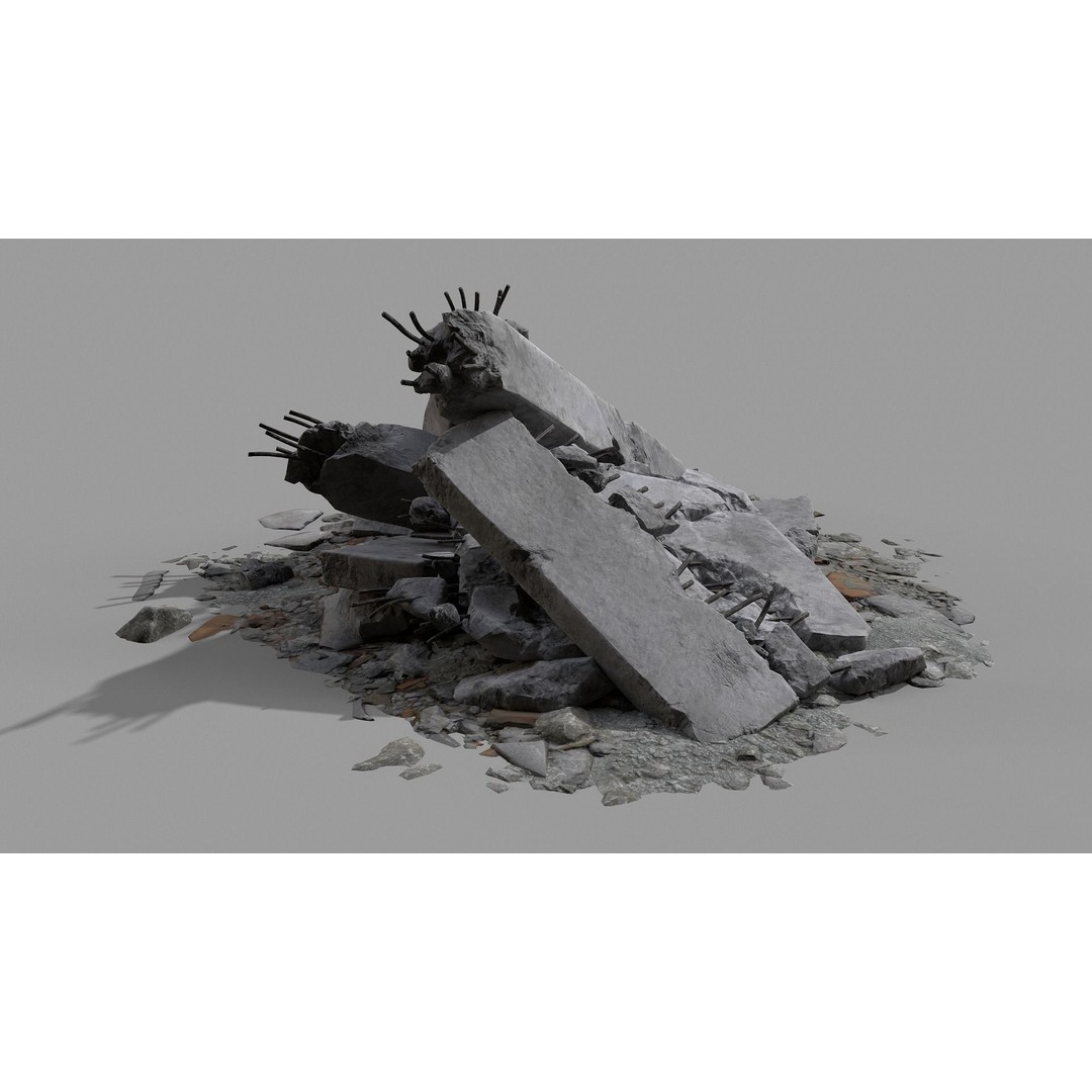 Ruined Debris 3D Model – Low Poly Game Asset with PBR Textures, FBX - View 8