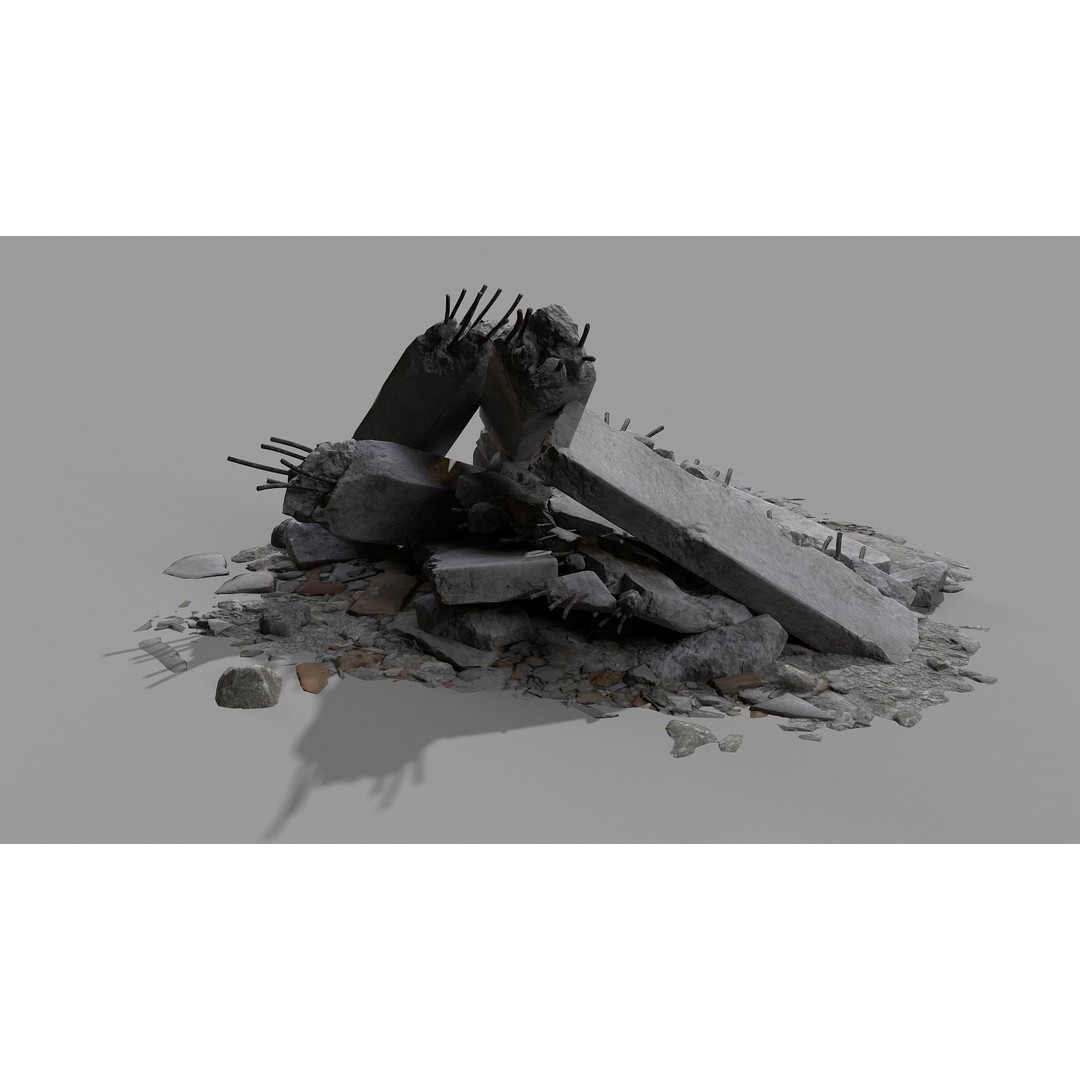 Ruined Debris 3D Model – Low Poly Game Asset with PBR Textures, FBX - View 9
