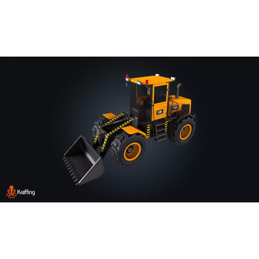Vehicle Loader 3D Model – Low Poly Industrial Construction Asset, FBX - View 3