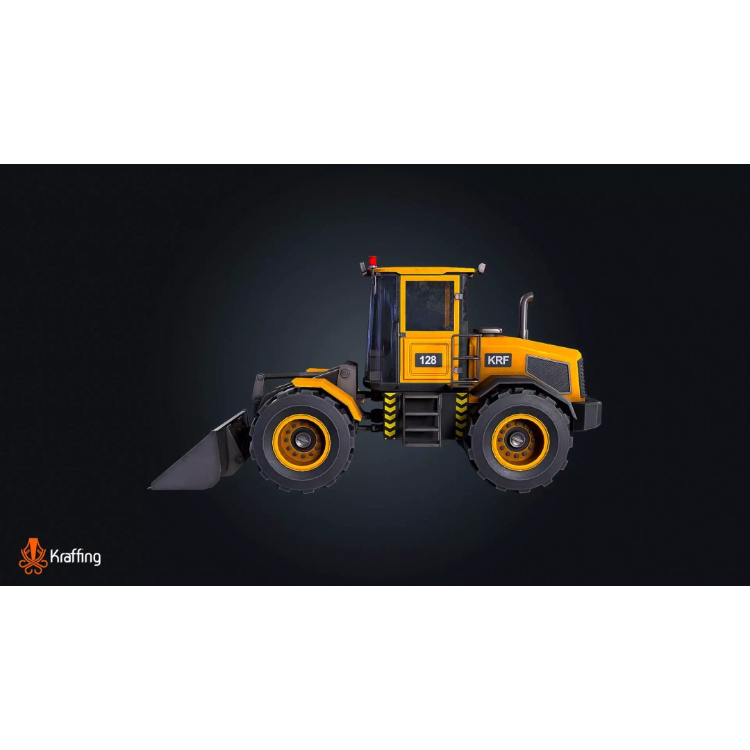 Vehicle Loader 3D Model – Low Poly Industrial Construction Asset, FBX - View 4