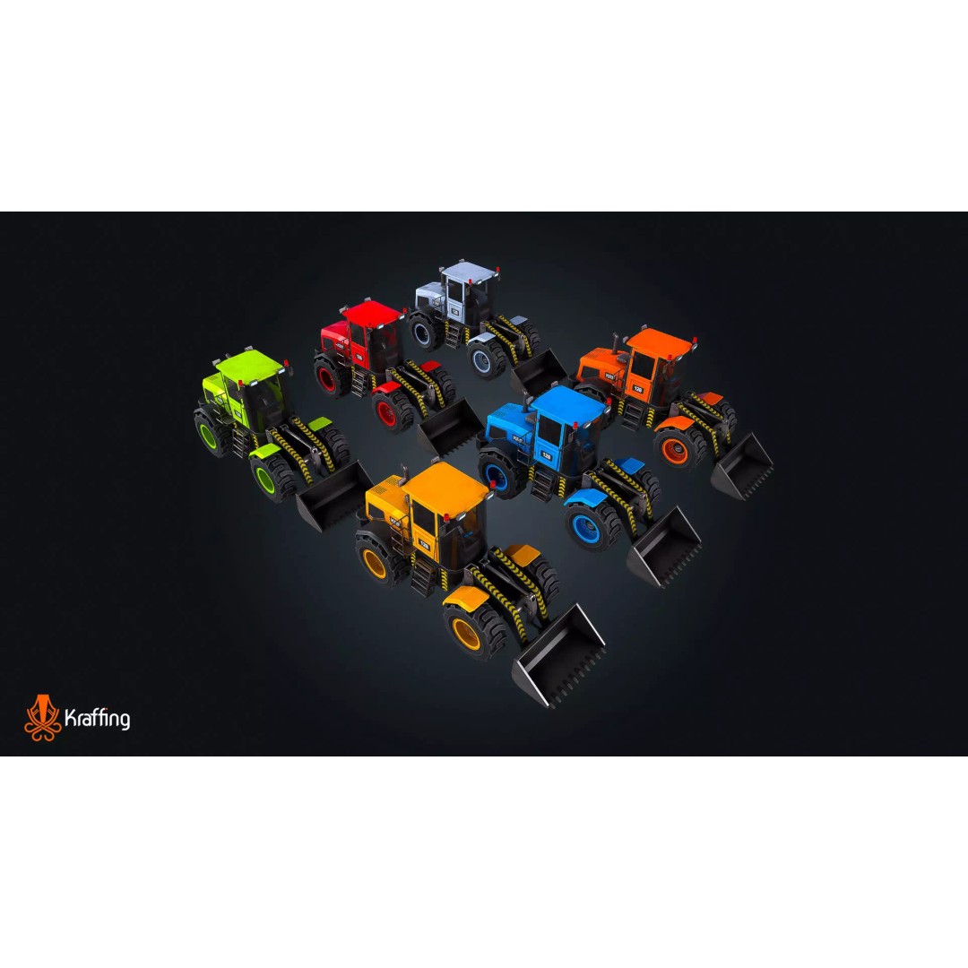 Vehicle Loader 3D Model – Low Poly Industrial Construction Asset, FBX - View 7