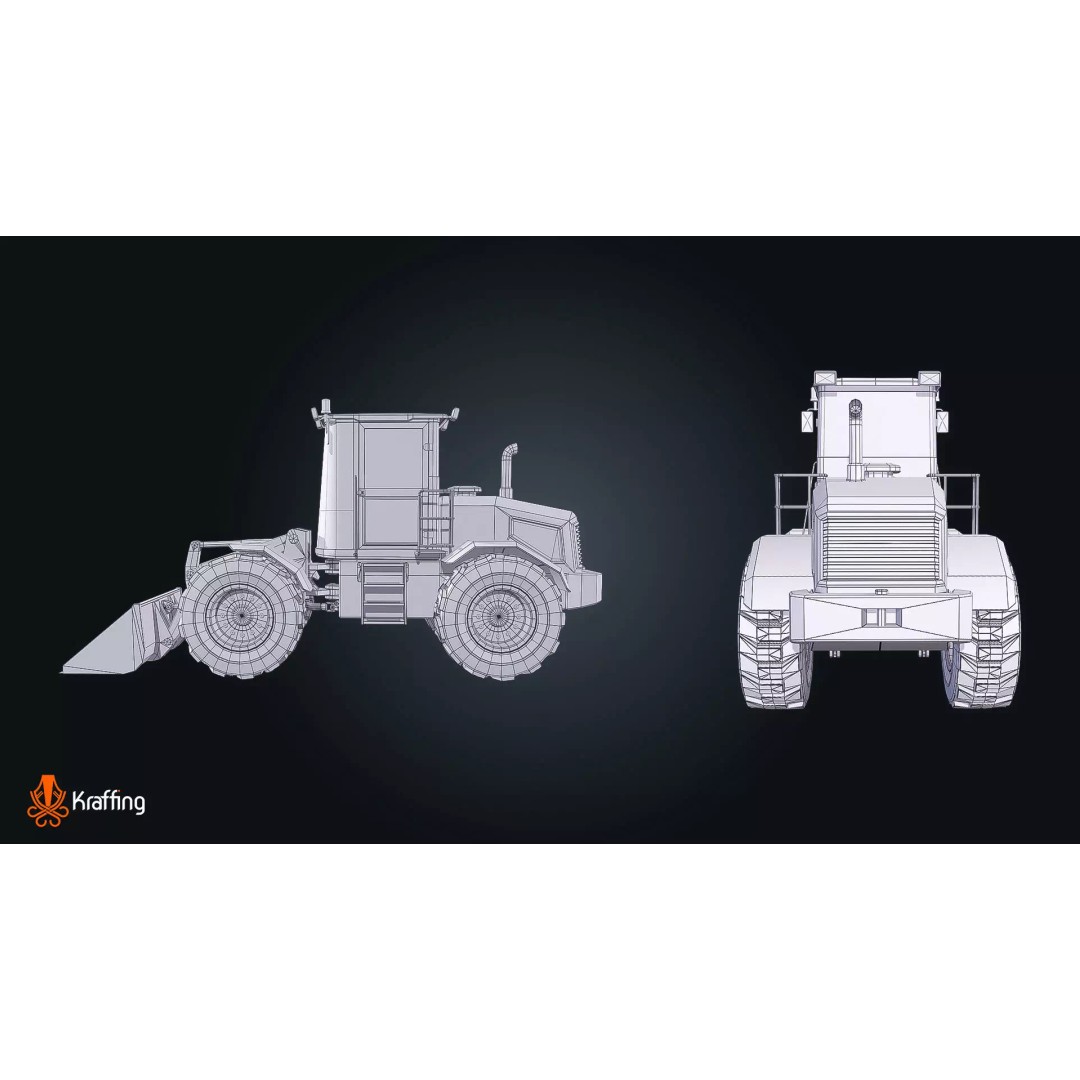 Vehicle Loader 3D Model – Low Poly Industrial Construction Asset, FBX - View 8