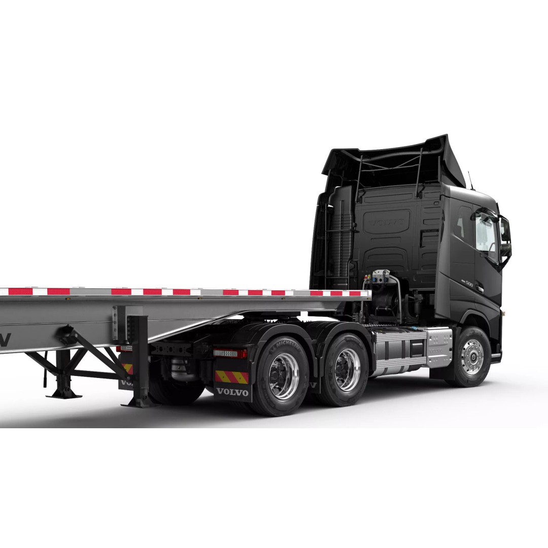 Volvo FH 6X4 3D Model – Realistic Truck with Flatbed Trailer, FBX, OBJ - View 12