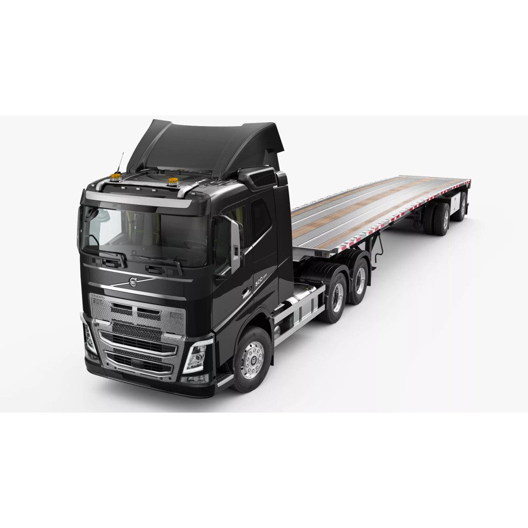 Volvo FH 6X4 3D Model – Realistic Truck with Flatbed Trailer, FBX, OBJ - View 15