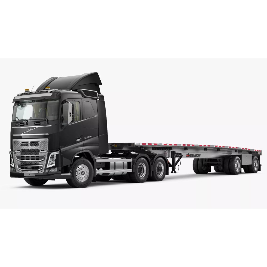 Volvo FH 6X4 3D Model – Realistic Truck with Flatbed Trailer, FBX, OBJ - View 4