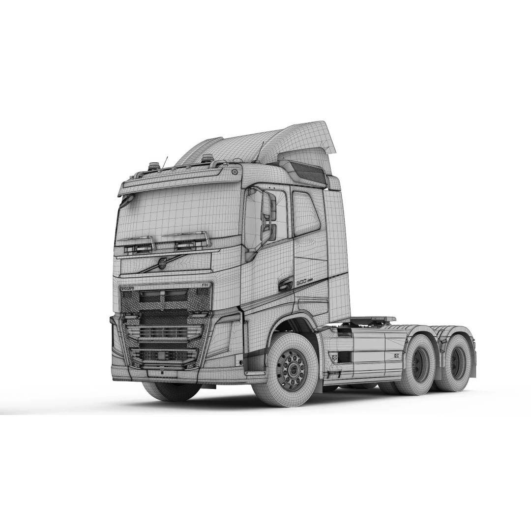 Volvo FH 6X4 3D Model – Realistic Truck with Flatbed Trailer, FBX, OBJ - View 65