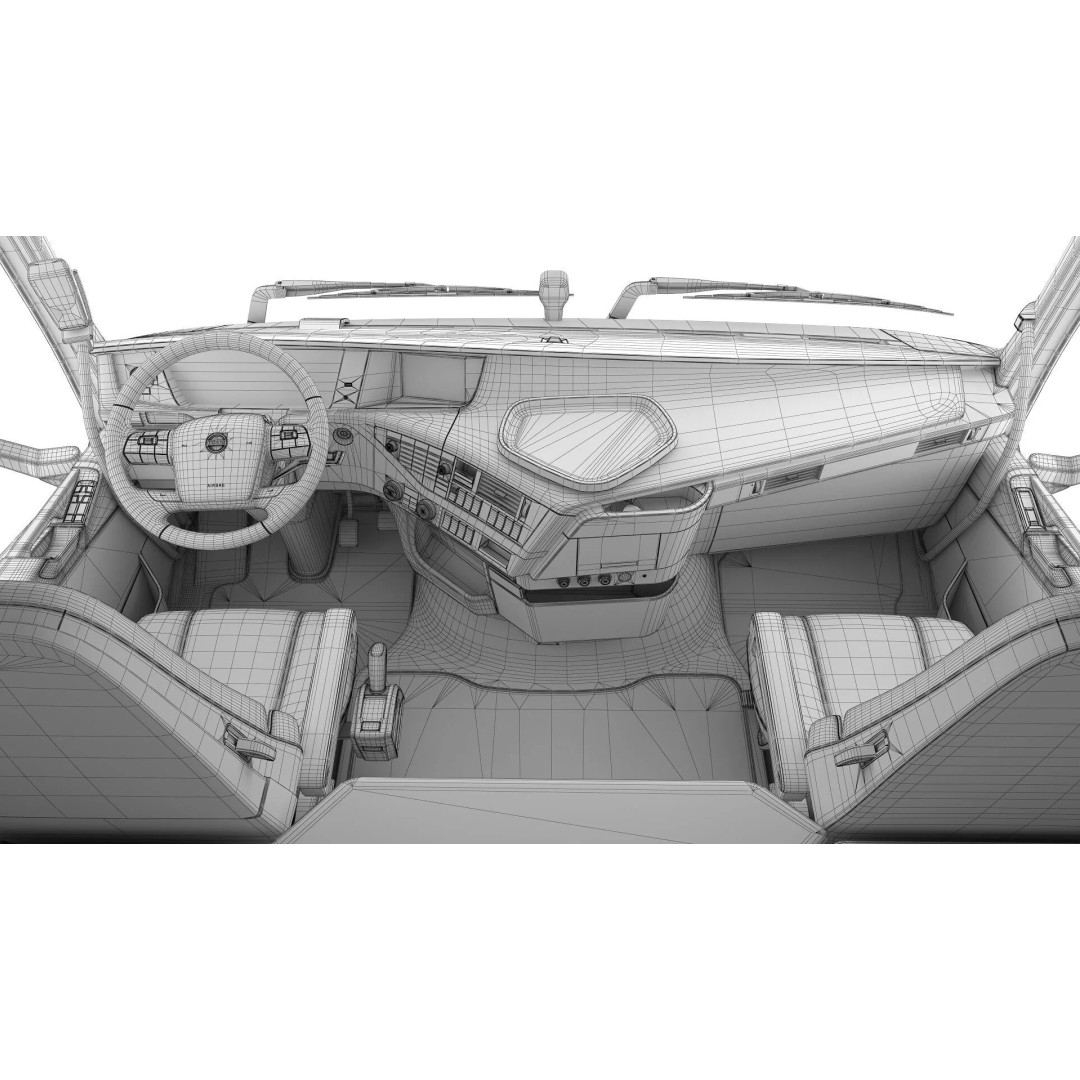 Volvo FH 6X4 3D Model – Realistic Truck with Flatbed Trailer, FBX, OBJ - View 67