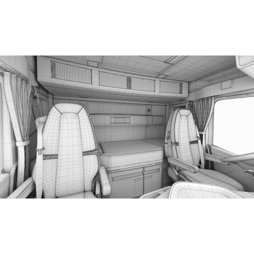 Volvo FH 6X4 3D Model – Realistic Truck with Flatbed Trailer, FBX, OBJ - View 68