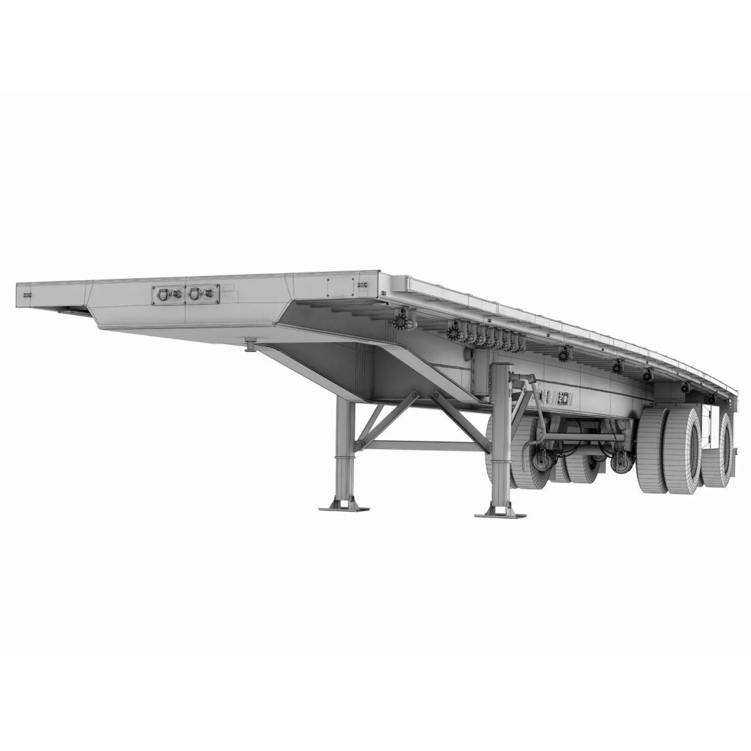 Volvo FH 6X4 3D Model – Realistic Truck with Flatbed Trailer, FBX, OBJ - View 70