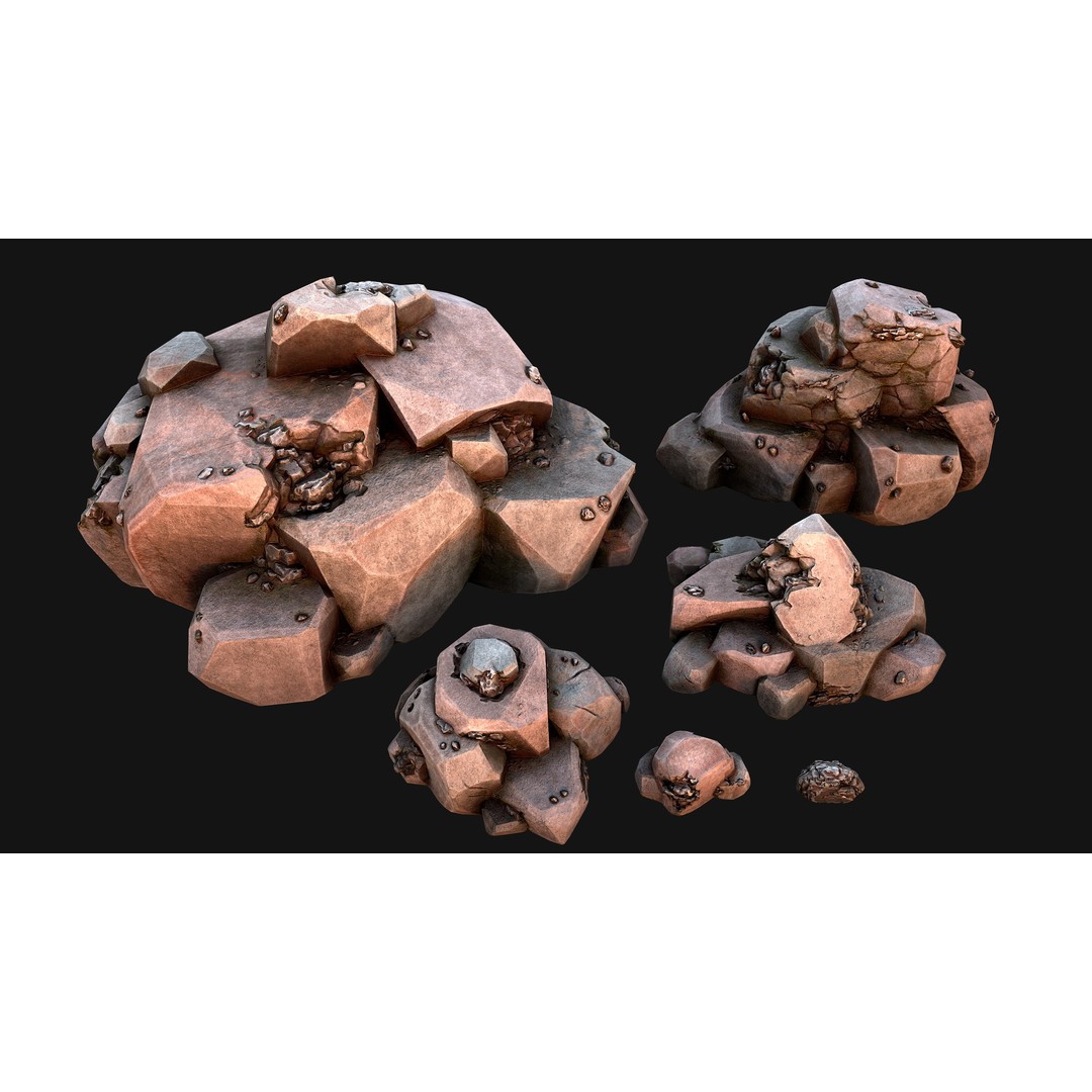Iron Ore 3D Model – Low Poly Game Asset with PBR Textures - View 10