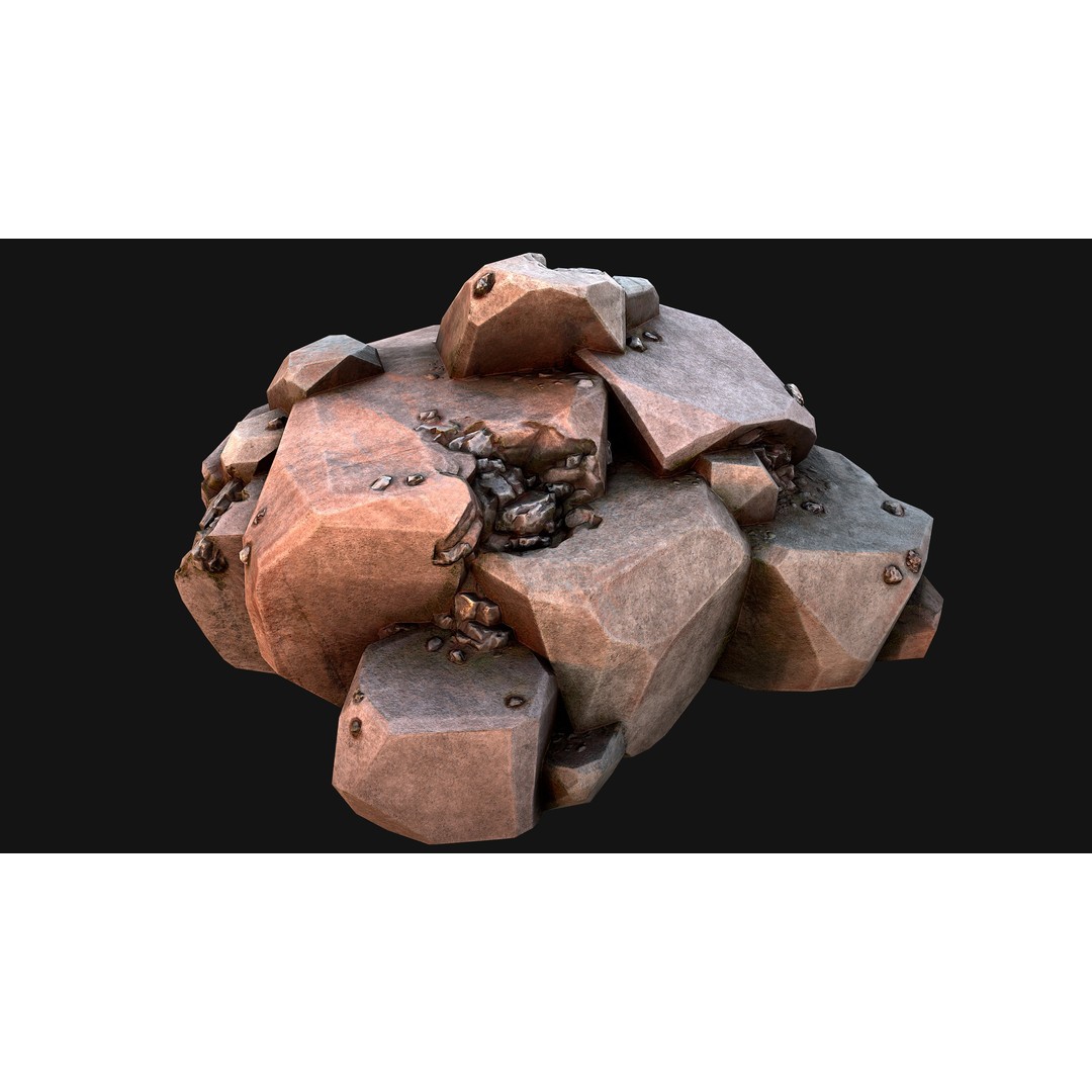 Iron Ore 3D Model – Low Poly Game Asset with PBR Textures - View 11