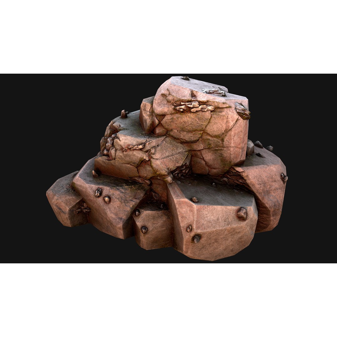 Iron Ore 3D Model – Low Poly Game Asset with PBR Textures - View 12