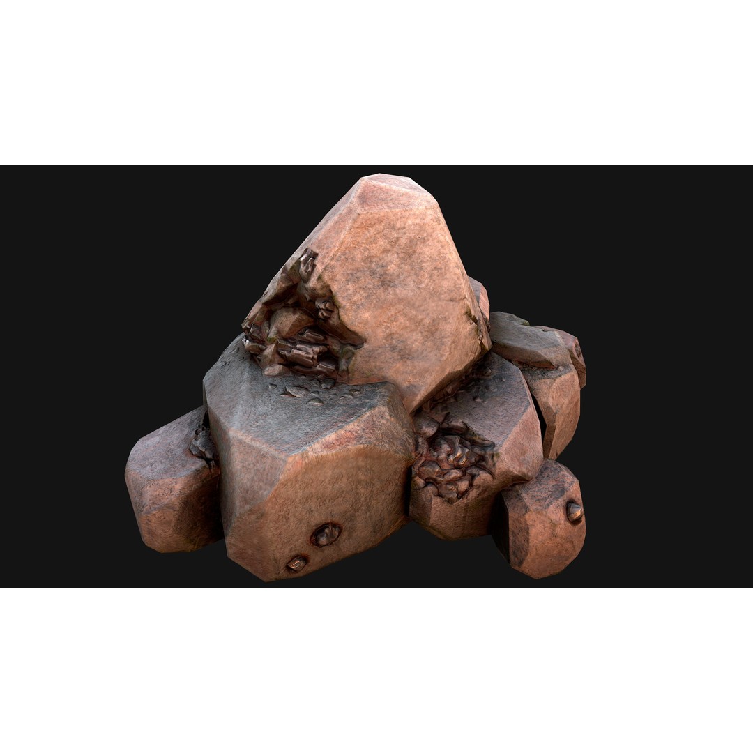 Iron Ore 3D Model – Low Poly Game Asset with PBR Textures - View 13