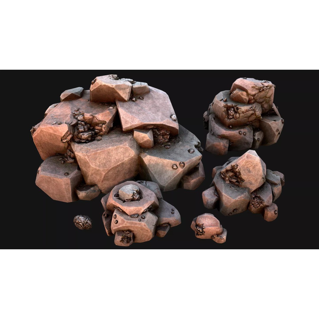 Iron Ore 3D Model – Low Poly Game Asset with PBR Textures - View 2