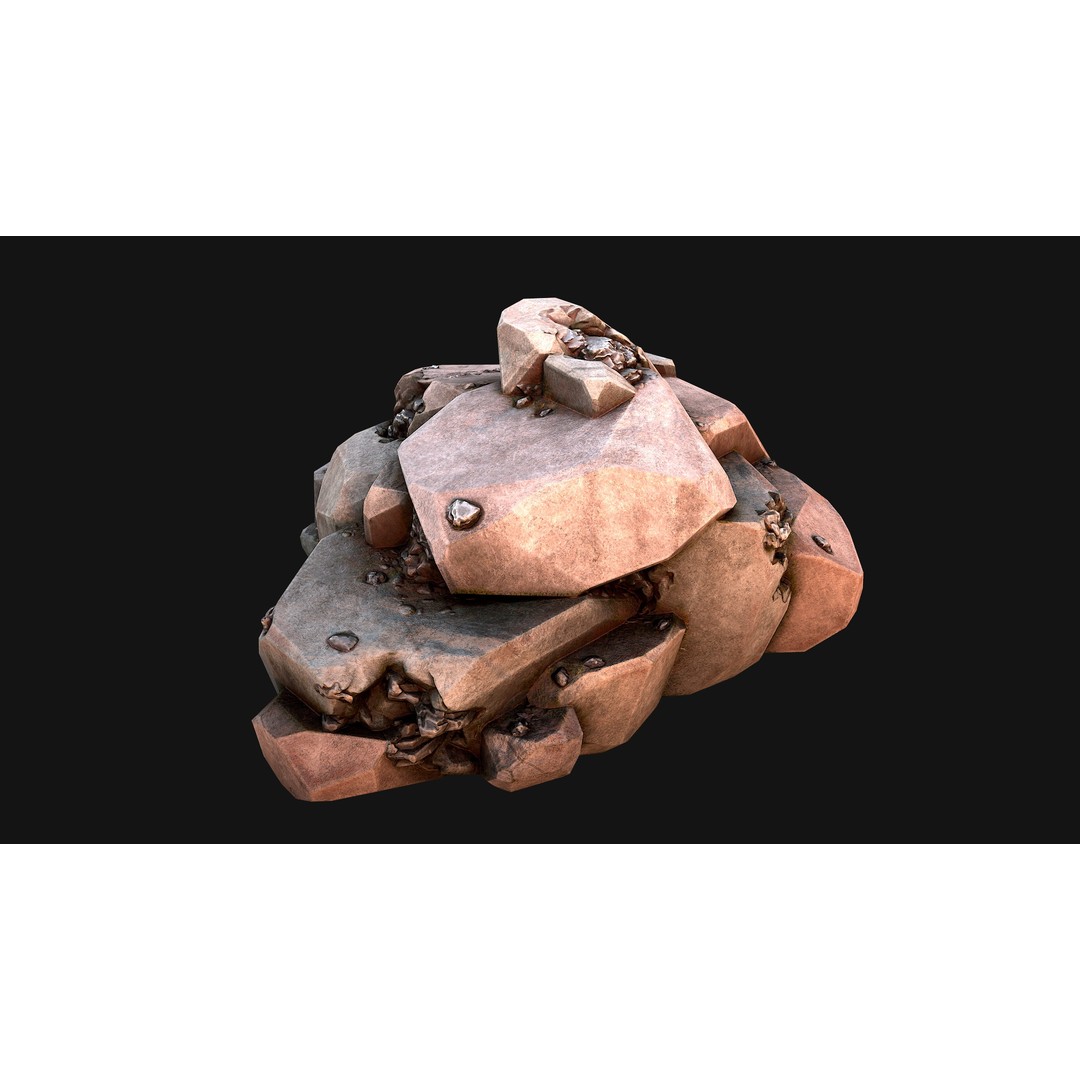 Iron Ore 3D Model – Low Poly Game Asset with PBR Textures - View 20