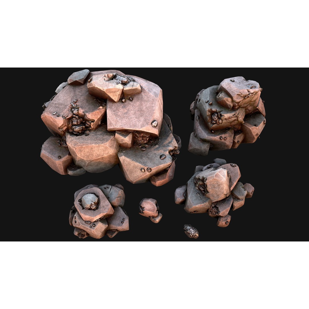Iron Ore 3D Model – Low Poly Game Asset with PBR Textures - View 5