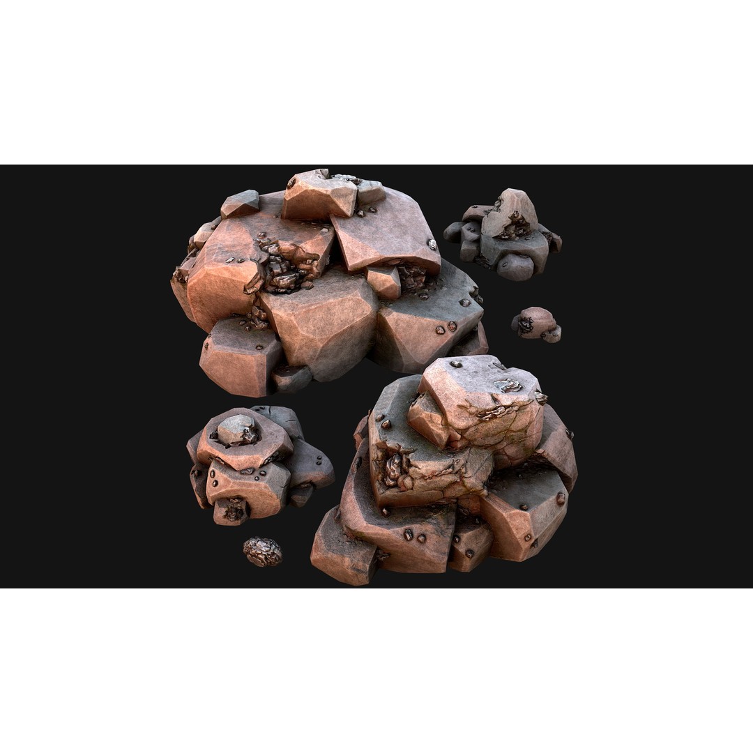 Iron Ore 3D Model – Low Poly Game Asset with PBR Textures - View 6