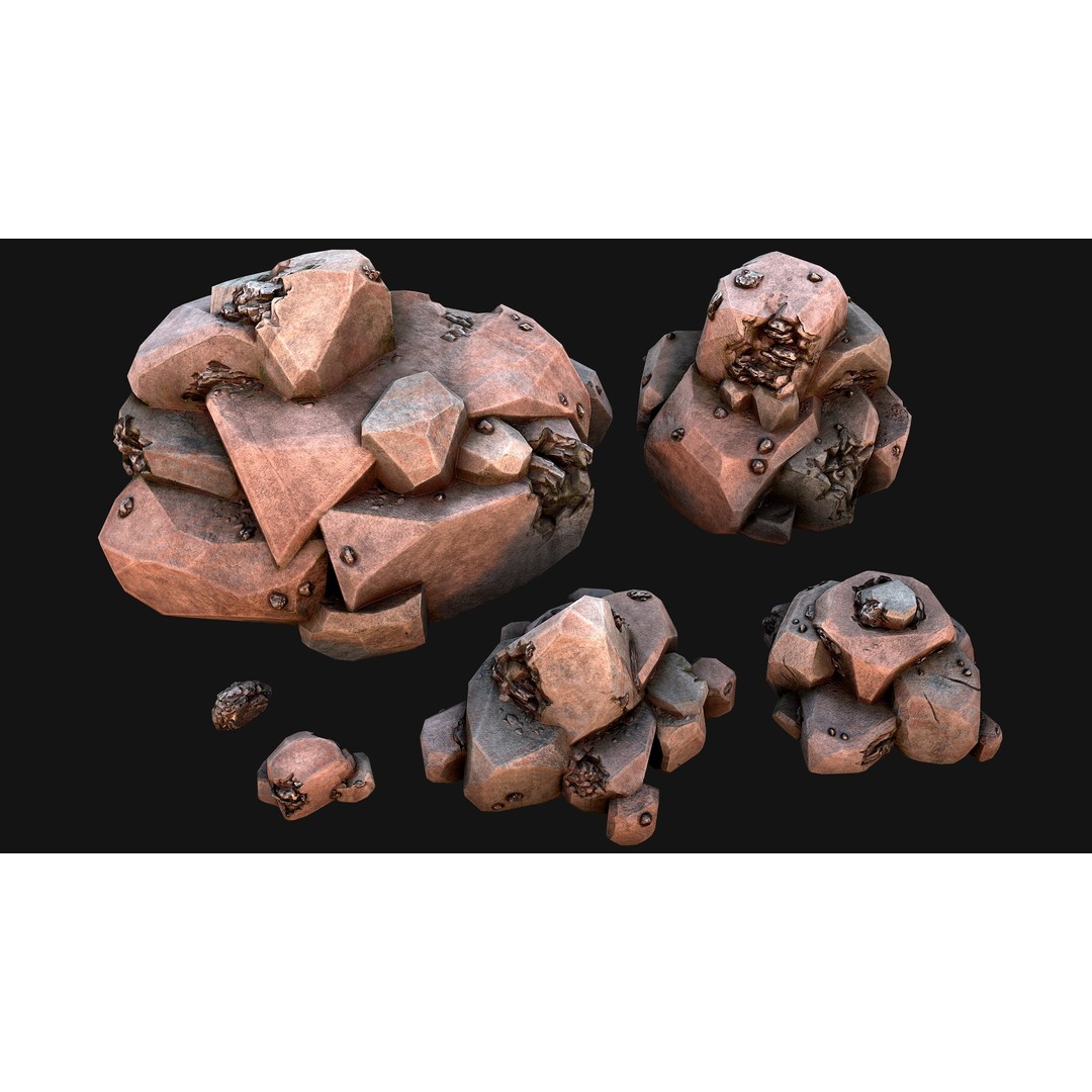 Iron Ore 3D Model – Low Poly Game Asset with PBR Textures - View 7