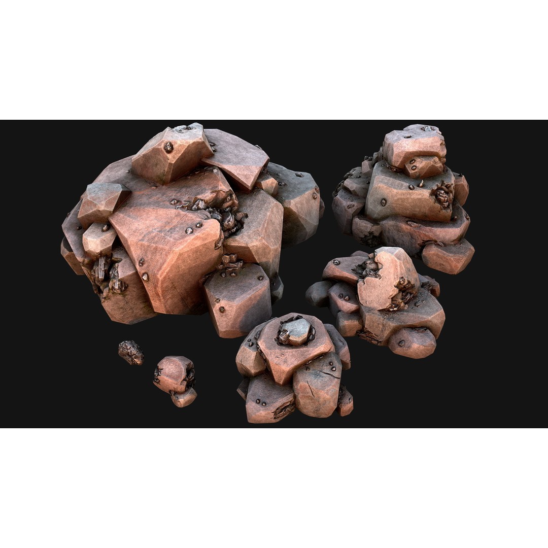 Iron Ore 3D Model – Low Poly Game Asset with PBR Textures - View 9