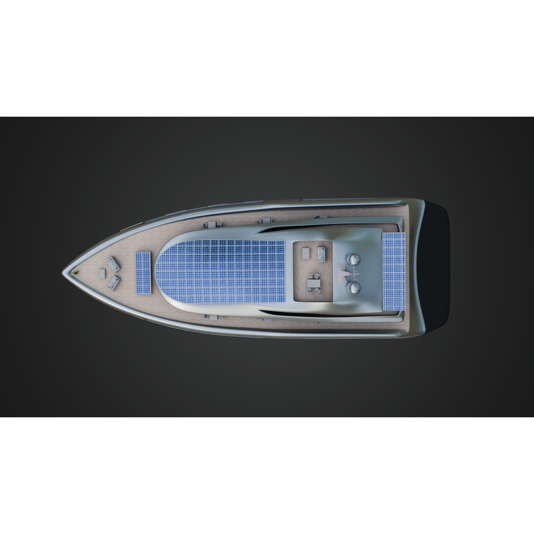Solar Powered Yacht 3D Model – High Poly PBR Asset, FBX - View 11